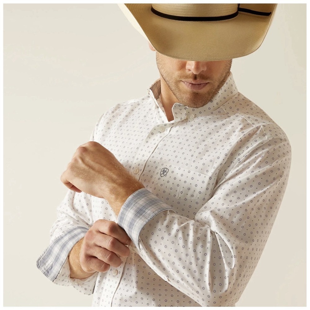 NEW Ariat Wrinkle Free OGDEN Classic Fit L/S Shirt, White, Men's Sz XXL - Picture 1 of 9